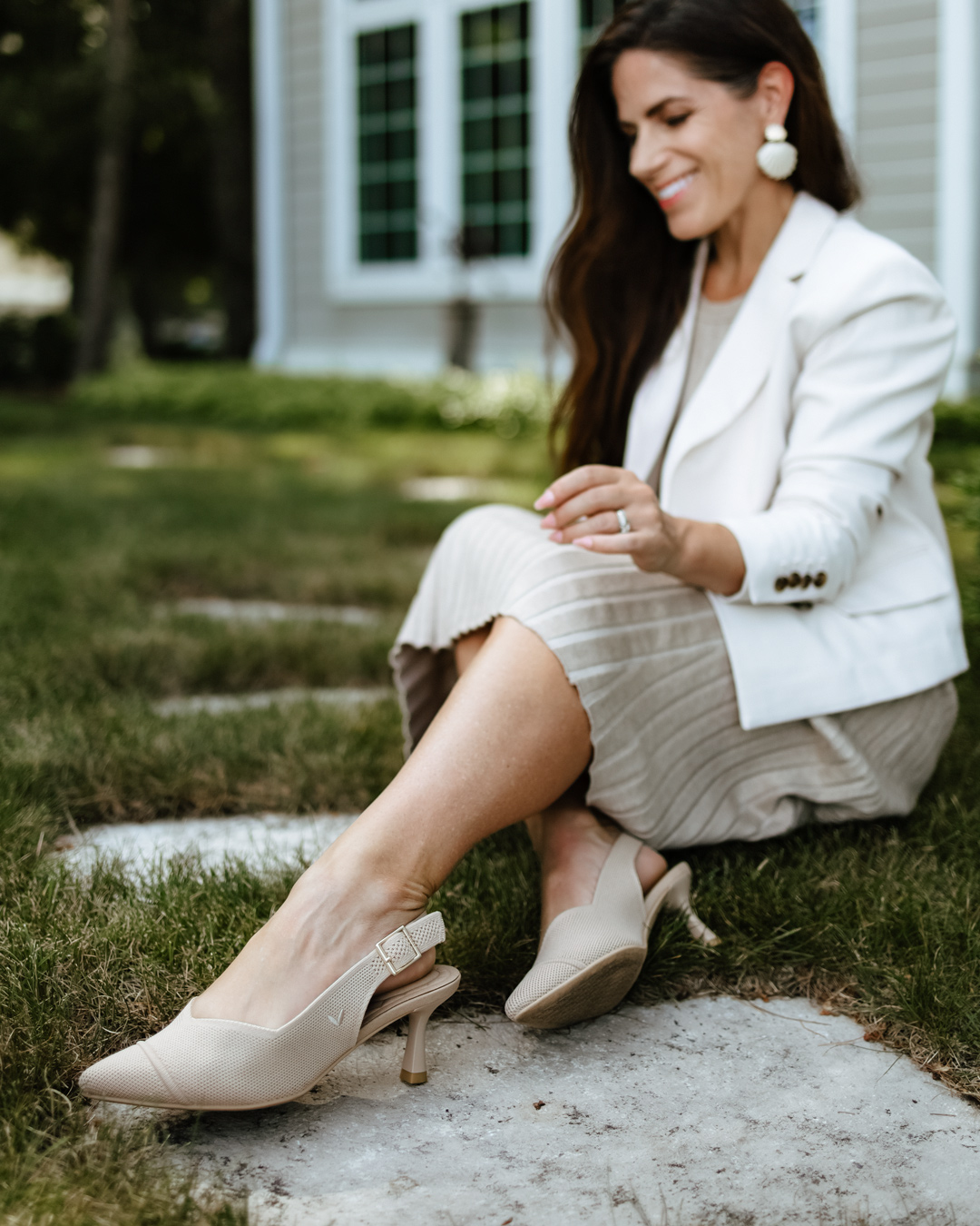 sleek neutral slingback pump VIVAIA review 