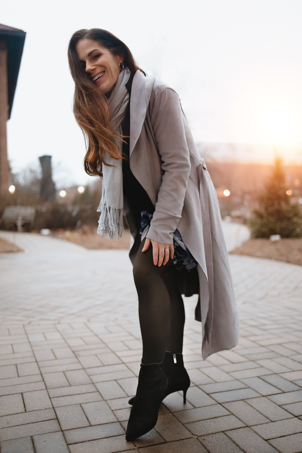 woman in fleece-lined tights