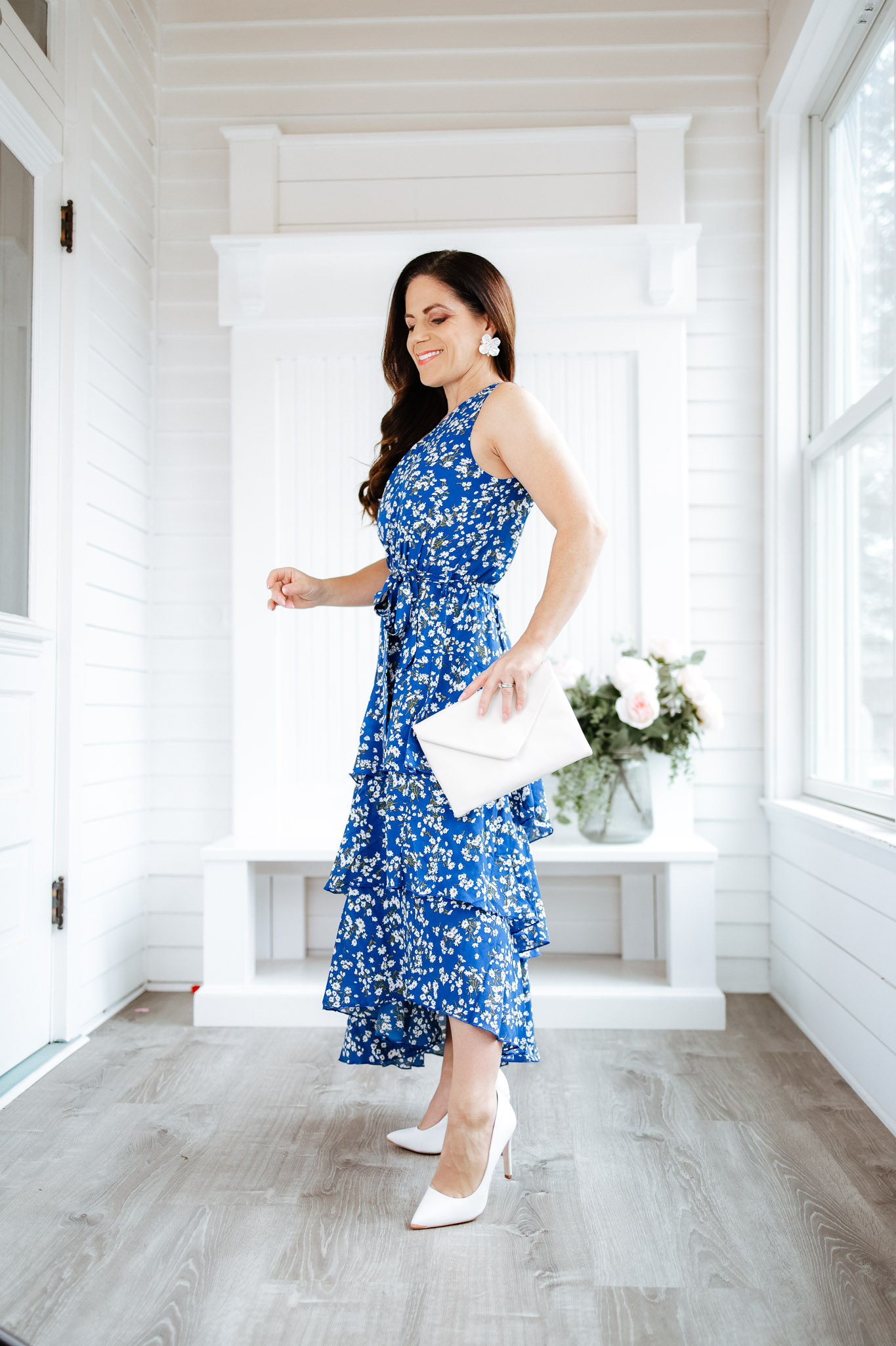 floral tiered midi dress