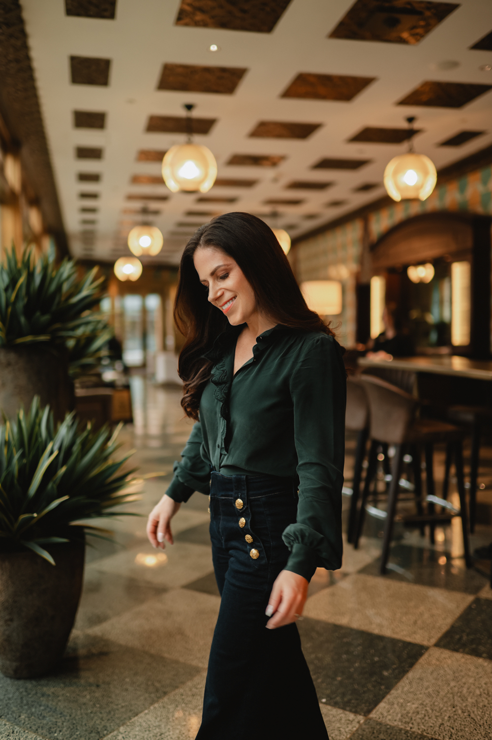 forest green blouse 