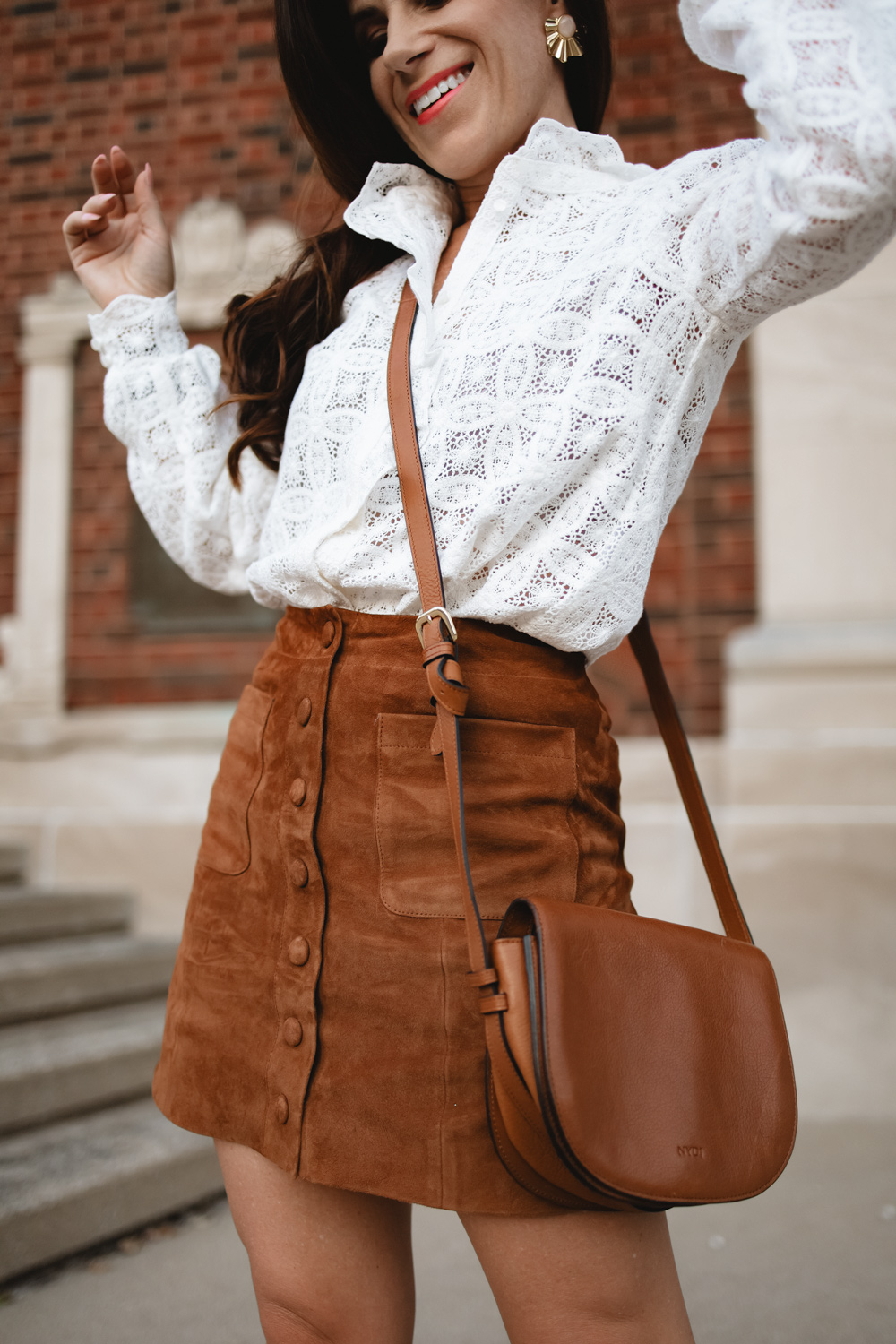 Sezane suede mini skirt with buttons